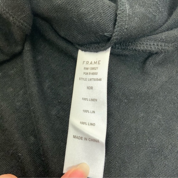 NWT FRAME Ruffled Linen Tee Noir - Picture 9 of 11